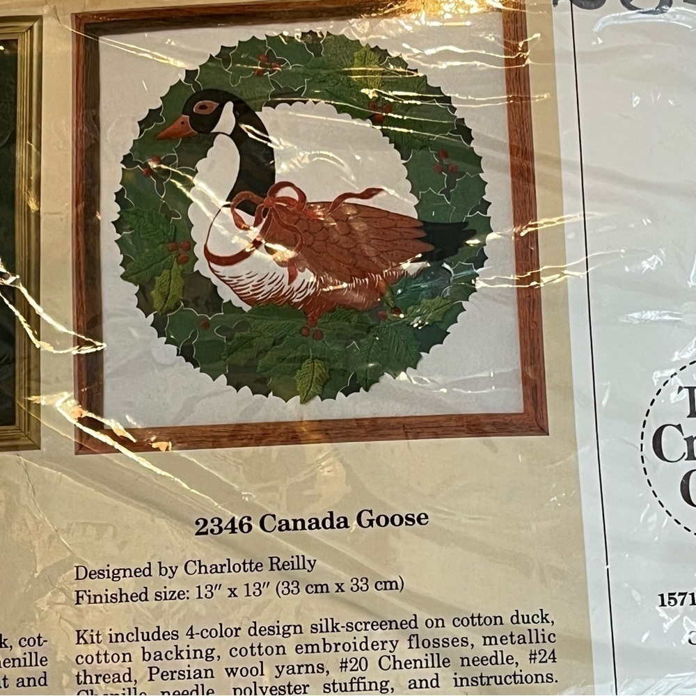 Creative Circle Embroidery Kit Canada Goose 13”x13” Sealed Package Vintage 1988